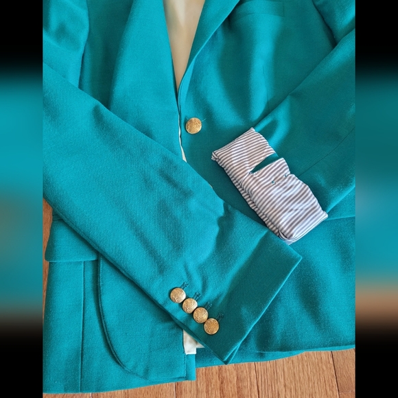 Beautiful Vintage J.Crew schoolboy Wool Blend Blazer Green size 6 Women's Classy - Picture 7 of 14